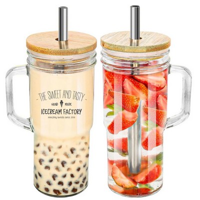 24oz Bamboo Handle Tumbler