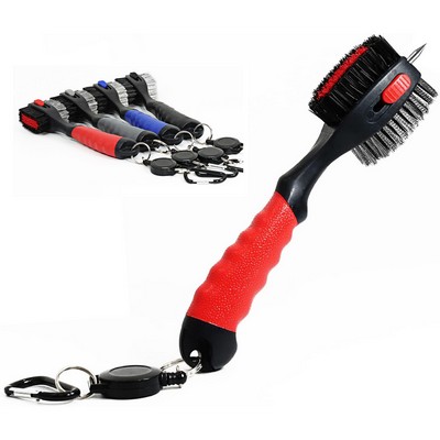 Golf Brushes with Nylon Bristles and Retractable Carabiner