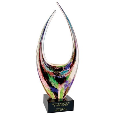 16.75" Dual Rising Black Base Art Glass Award