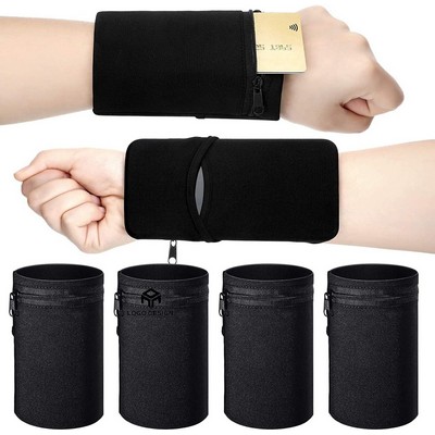 Wristband Sweatband Zipper Pocket Pouch