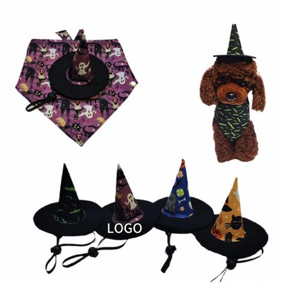 Halloween Cat Decoration Set w/ Hat & Triangle Towel