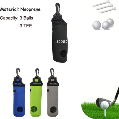 Neoprene Golf Tee/Ball Carry Pouch w/Plastic Clip