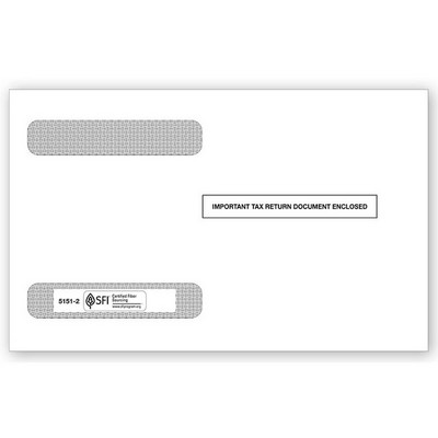 Envelopes, Double-Window, 4-Up Horizontal for Laser W-2, Gummed