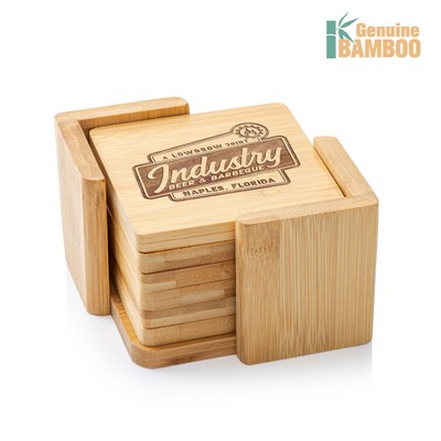 Bamboo Square Coasters - Set of 6 (in Holder)