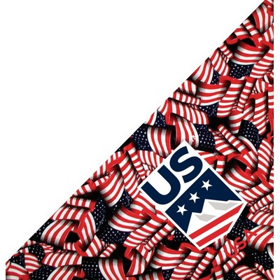 USA Made American Flag Pet Triangle Bandanna (Med-LG) 22"x22"x 29" - 100% Cotton Pre-Printed Dyed