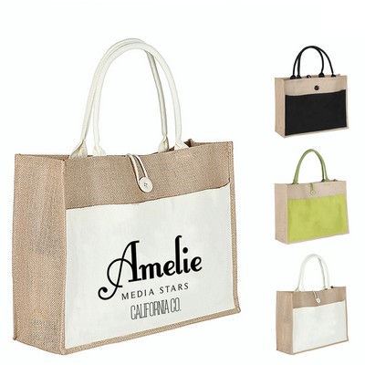 Burlap Jute Shopping Tote Bag