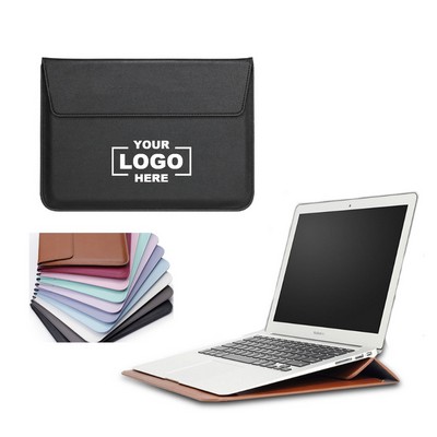 PU Leather Laptop Sleeve with Stand Function