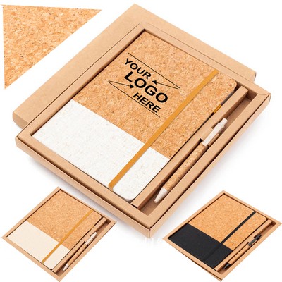 Cork Softcover Notebook with Pen Set