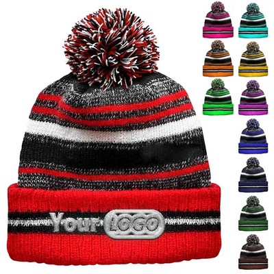 Winter Warmth Striped Cotton Knit Beanie