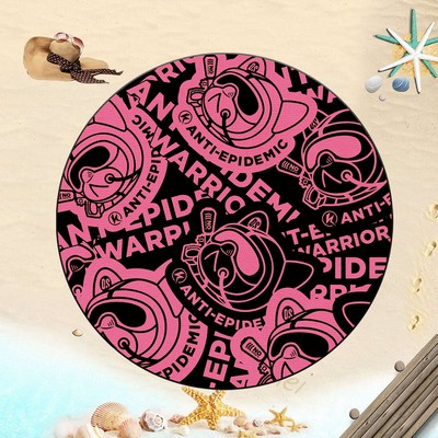 63 x 63 inch Round Personalized Soft Oversized Quick Dry Microfiber Beach Towels - Two Side Printing