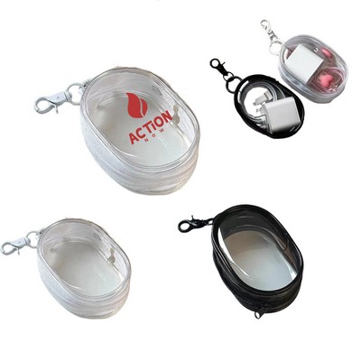 Square Transparent Headphone Storage Box w/ Key Chains