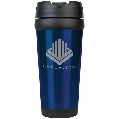 16 oz. Blue Laserable Stainless Steel Travel Mug without Handle