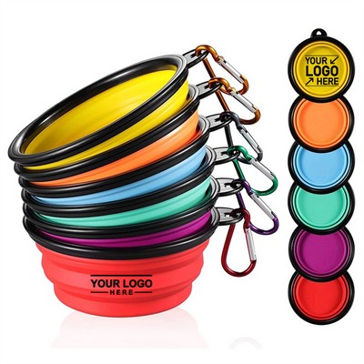 Convenient Travel Feeding Portable Dog Bowl with Carabiner Clip