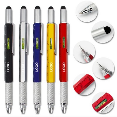 6 In 1 Metal Tool Pen Multi-Function Ruler