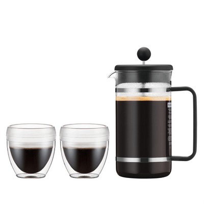 Bodum Bistro 8 Cup French Press Coffeemaker W/ 2 Pavina Cups