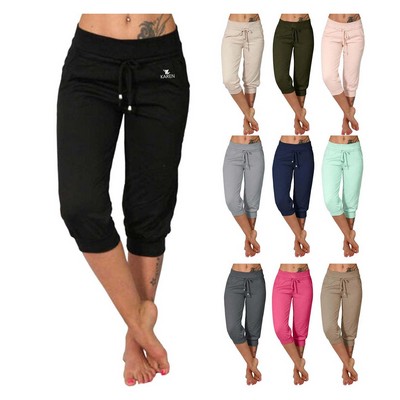 Women's Plus Size Sexy Solid Color Sports Yoga Capri Pants