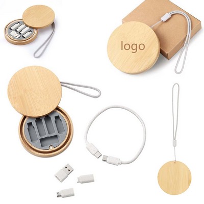 Bamboo Multi-Function Data Cable Storage Box