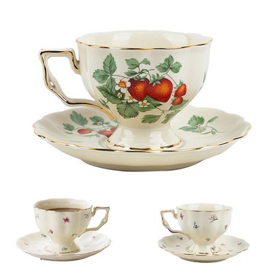 8oz European Vintage Coffee Cup and Saucer Set