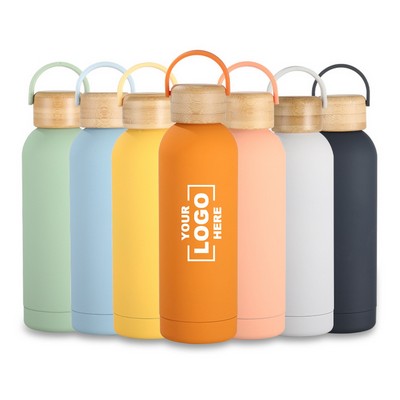 17 Oz Reusable Water Bottle with Bamboo Lid and Handle