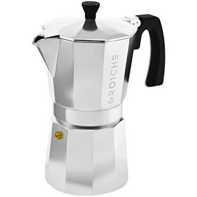 GROSCHE Milano Moka Stovetop Espresso Coffee Maker (6 Cup Silver)