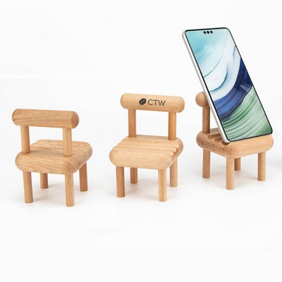 Cute Wooden Mini Chair Phone Holder