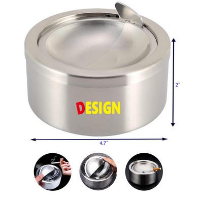 Stainless Steel Windproof Ashtray with lid Flip Top Ashtray