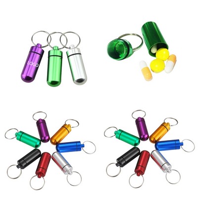 Mini Pill Box Keychain Waterproof Aluminum Pill Holder Case