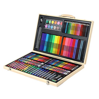 Deluxe 180-Piece Art Kit with Wooden Case