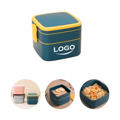 Square Double-Layer Portable Lunch Box