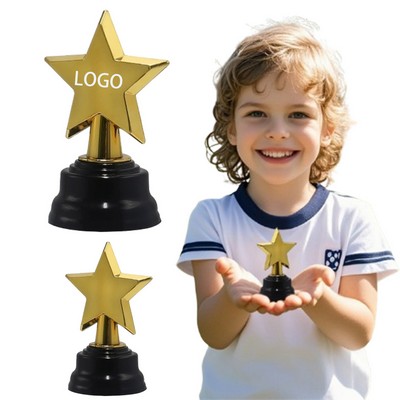 Mini Gold Plastic Star Shaped Trophy Award For Kids Teacher