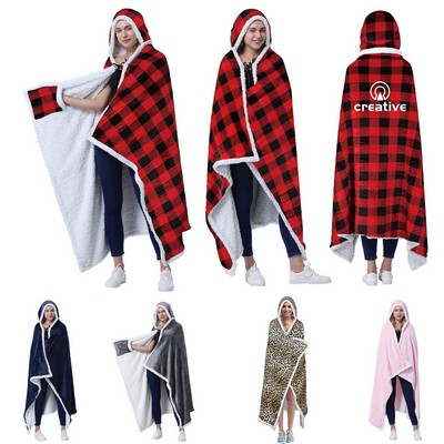 Fleece Blanket with Sleeves for Women Men Adults