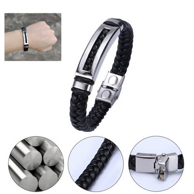 Titanium Steel PU Leather Bracelet