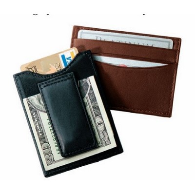 Leather Magnetic Money Clip Wallet (2 7/8"x3 7/8"x1/4")