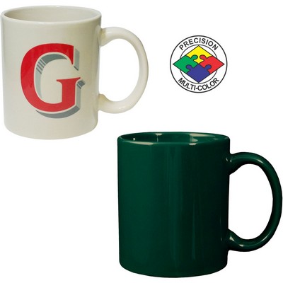 11 Oz. Vitrified C-Handle Hunter Green Mug - Screen Printed