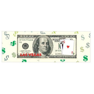 Las Vegas Blackjack $100 Bill Panoramic Badge w/ Bar Pin (1 5/8"x4 5/8")