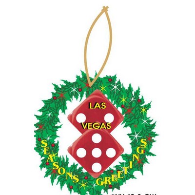 Las Vegas Dice Wreath Ornament w/ Clear Mirrored Back (6 Square Inch)