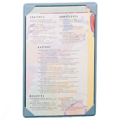 Book Cloth Single Panel Pocket Menu Cover (8 1/2"x5 1/2")