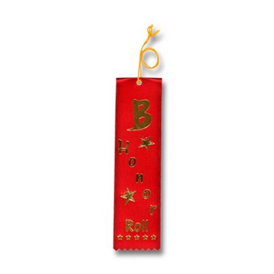 2"x8" B Honor Roll Stock Carded Award Ribbon