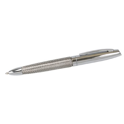 Woven Steel Barrel Silver Ballpoint Pen