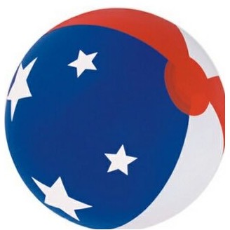 16" Inflatable Patriotic Star Beach Ball W/ Alternating Panels