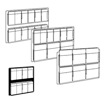 Clear Acrylic Wall Rack w/18 Adjustable Pockets