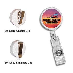 Round Retractable Badge Holder w/Alligator Clip