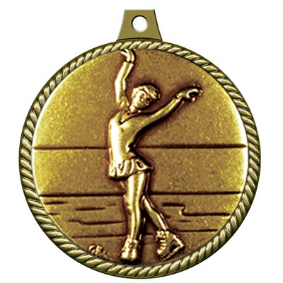 Stock Medal w/ Rope Border (Figure Skating Female) 2 1/4"