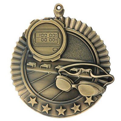 Medal, "Swimming" Star - 2 3/4" Dia