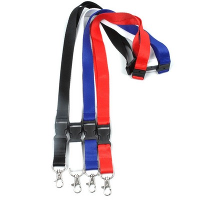 Blank 3/4" Flat Lanyard w/Clasp, Buckle, and Snap Breakaway