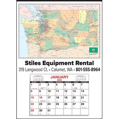 Small Washington State Map Full Apron Calendar