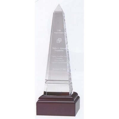 Large Grooved Optical Crystal Obelisk Award