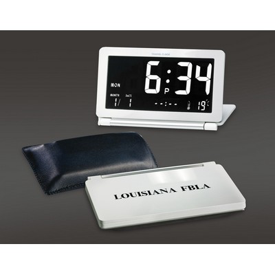 Backlight Travel Flat Alarm Clock w/Pouch