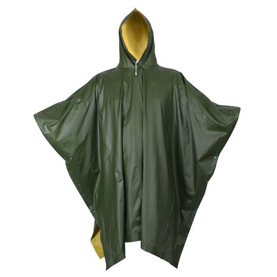 Reversible Rubberized Nylon Rain Poncho