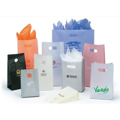 Frosted Clear Bag w/Die Cut Handle Hot Stamped (6"x4 1/4"x12")